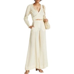 Lisa Marie Fernandez Cropped Wrap Top, Size 6, Cream, NWT